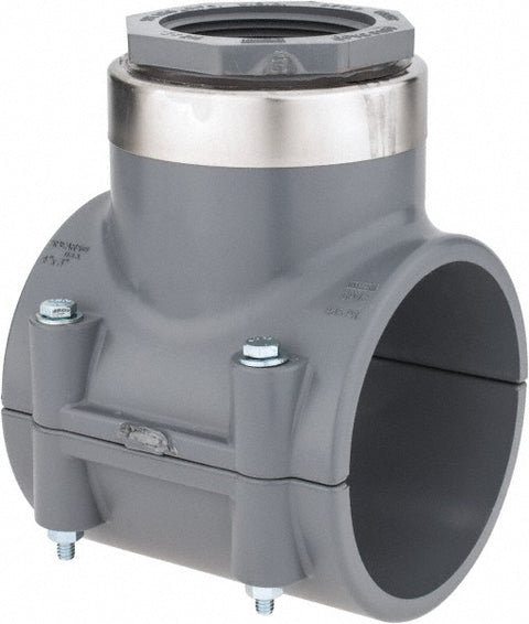 4 x 2-1/2" CPVC Plastic Pipe Clamp On Saddle with Viton O-Ring