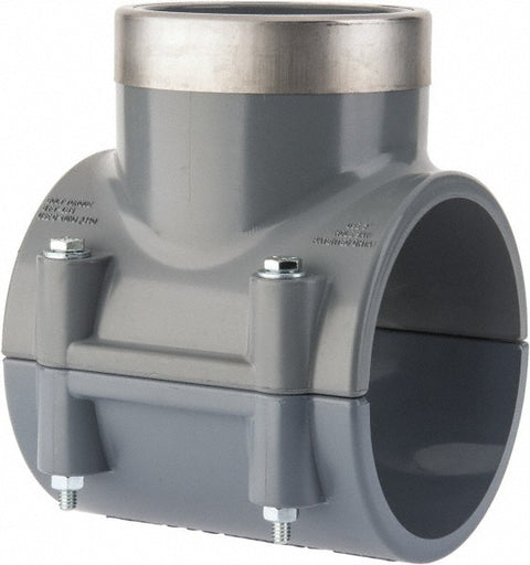 4 x 3" CPVC Plastic Pipe Clamp On Saddle with Viton O-Ring