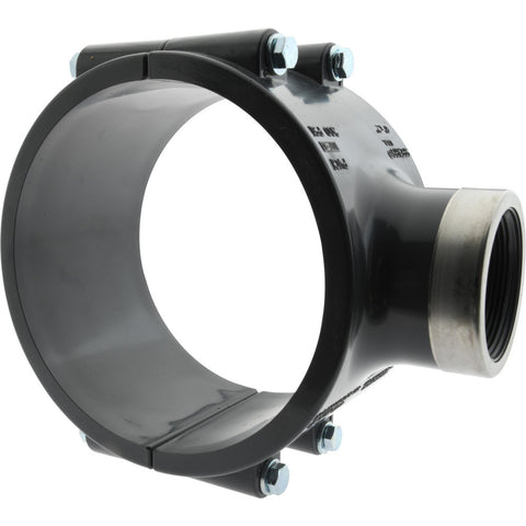 6 x 2" PVC Plastic Pipe Clamp On Saddle with Viton O-Ring