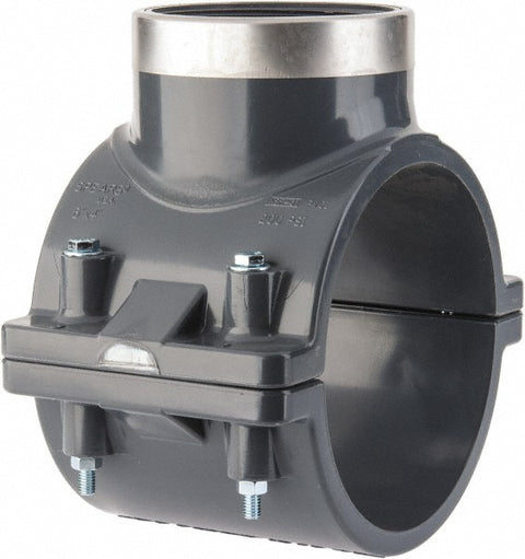 6 x 3" CPVC Plastic Pipe Clamp On Saddle with Viton O-Ring