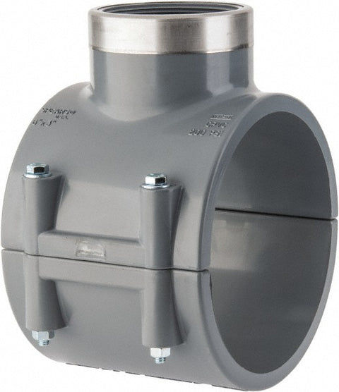 6 x 4" PVC Plastic Pipe Clamp On Saddle with Viton O-Ring