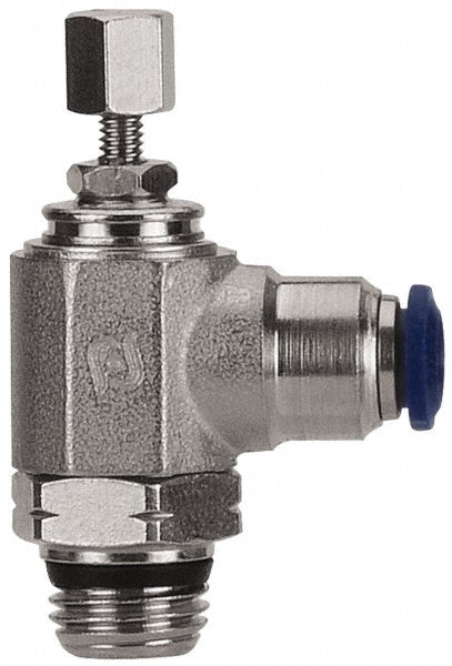 Needle Valve: Angled, 3/8" Pipe, Nickel-Plated Brass Body, Nitrile Butadiene Rubber Seal