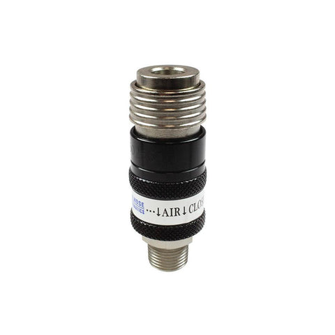 Pneumatic Hose Coupling: 1/4" Thread, 1-3/16" Body Dia, Universal Interchange