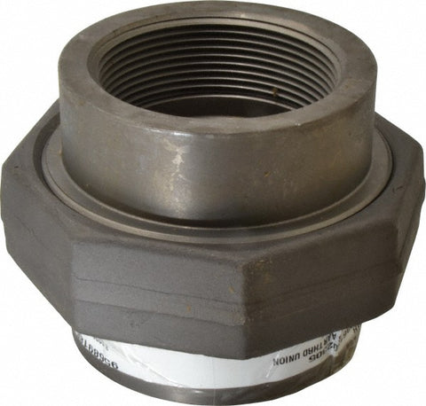Black Pipe Fittings: Union, 3", Threaded, Forged Carbon Steel