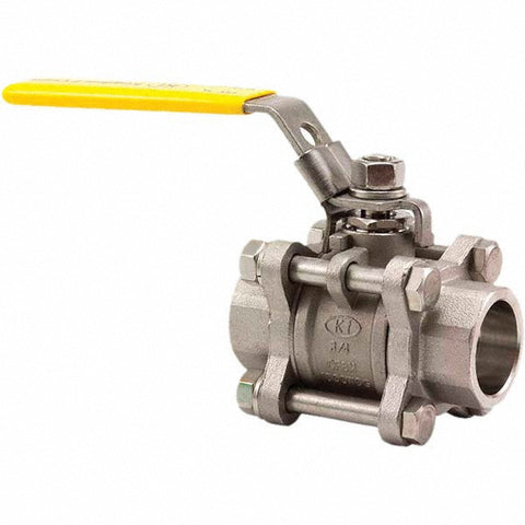 3-Piece Manual Ball Valve: 1/2" Pipe, Full Port
