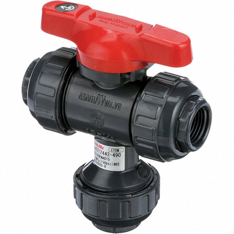 Multiport Manual Ball Valve: 3/4" Pipe, Full Port