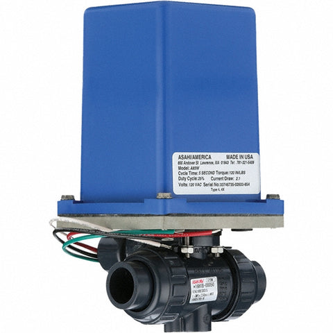Motorized Automatic Ball Valve: 1-1/2" Pipe, Polyvinylchloride
