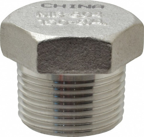 Pipe Hex Plug: 3/4", 304 Stainless Steel