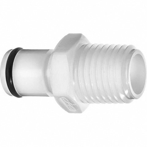 Plastic Quick-Disconnect Tube Couplings: Type: In Line Threaded-Male Plug; Nominal Flow Size: 1/4; Thread Type: Male; Thread Size: 1/4 NPT