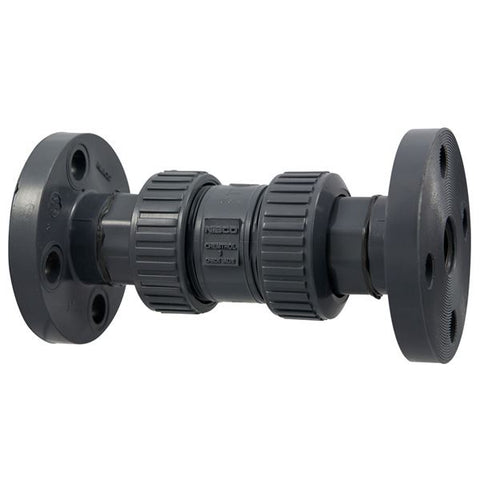 (Nibco Part#:  MA819AC) F45BC-E - Ball Check Valve - Flanged, True Union, PVC Schedule 80, EPDM