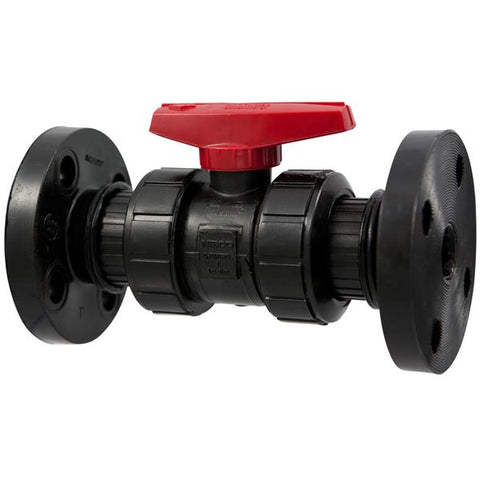 (Nibco Part#:  MC606A6) F61TB-V - Ball Valve - Model C, Flanged, Tru-Bloc True Union, Black PP, FKM