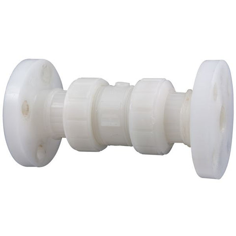 (Nibco Part#:  ME802A6) F66BC-V - Ball Check Valve - Flanged, True Union, Kynar Natural PVDF Schedule 80, FKM