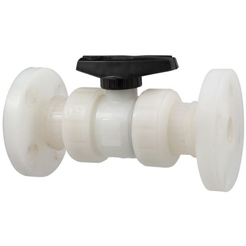 (Nibco Part#:  ME912A6) F66TB-V - Ball Valve - Model C, Flanged, Tru-Bloc True Union, Kynar Natural PVDF Schedule 80, FKM