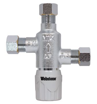 (Nibco Part#:  H-77201W) 7721W Series - Chrome Plated Forged DZR Brass Thermostatic Mixing Valve w/ Integral Check Valves