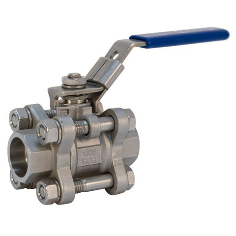 (Nibco Part#:  NL99F46) K-595-S6-R-66-LL - Three-Piece Stainless Steel Ball Valve - Full Port, Socket Weld End Connection