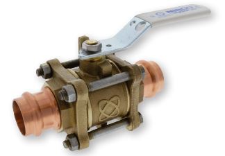 (Nibco Part#:  NF5Y5S6) PC-595-Y/R-66-LF - Ball Valve - Lead-Free*, Three-Piece, Full Port, Press Ends, Stainless Steel Trim, 250 PSI