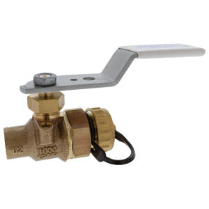 (Nibco Part#:  HP838H6) S-585HP-66-LF-HC - Solder End x Hose End - High-Performance Bronze Ball Valve - Lead-Free - Stainless Steel Trim