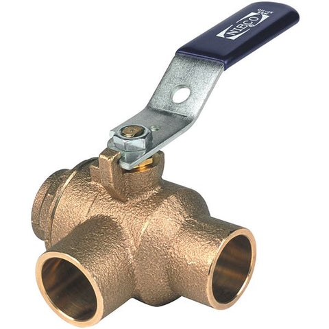 (Nibco Part#:  NJ83L16) S-585-70-66-W3 - Two-Piece Bronze Ball Valve - Three-Way, Full Port, Solder