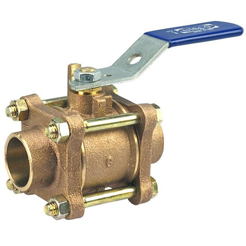 (Nibco Part#:  NJ9100B) S-590-Y - Three-Piece Bronze Ball Valve - Conventional Port, Solder Ends