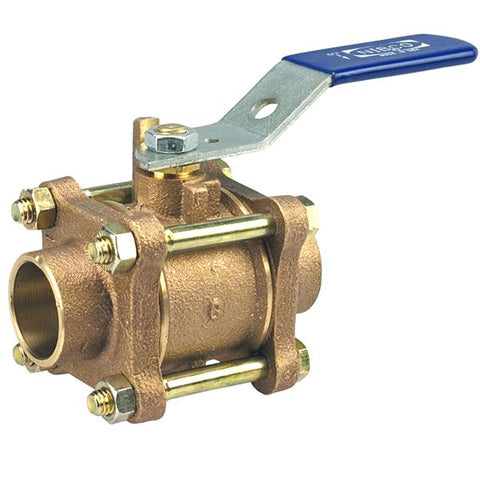 (Nibco Part#:  NJ921B6) S-595-Y - Three-Piece Bronze Ball Valve - Full Port, Solder End Connections