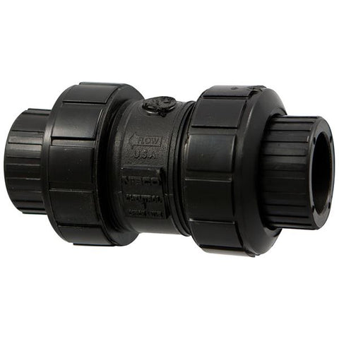 (Nibco Part#:  MC817A6) S61BC-E - Ball Check Valve - Socket, True Union, Black PP, EPDM