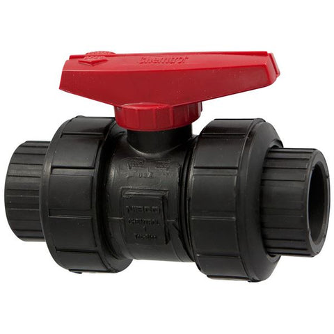 (Nibco Part#:  MC913A6) S61TB-E - Ball Valve - Model C, Socket, Tru-Bloc True Union, Black PP, EPDM