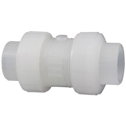 (Nibco Part#:  MN817A6) S62BC-E - Ball Check Valve - Socket, True Union, Chem-Pure Natural Polypropylene Schedule 80, EPDM