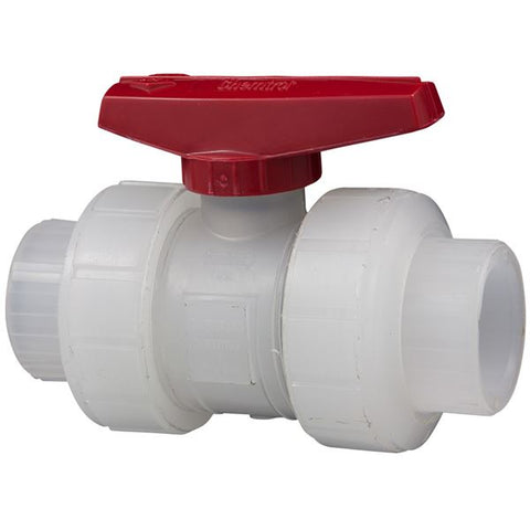 (Nibco Part#:  MN913A6) S62TB-E - Ball Valve - Model C, Socket, Tru-Bloc True Union, Chem-Pure Natural Polypropylene Schedule 80, EPDM