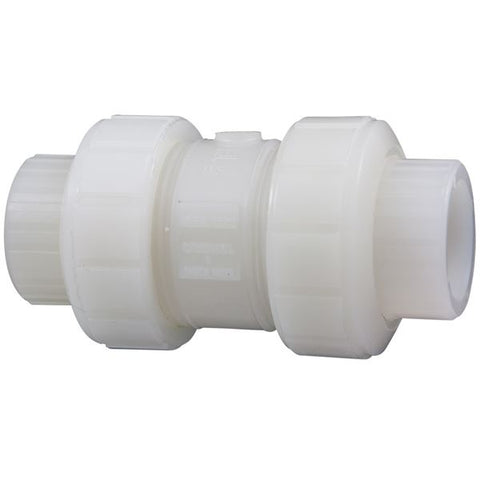 (Nibco Part#:  ME801A6) S66BC-V - Ball Check Valve - Socket, True Union, Kynar Natural PVDF Schedule 80, FKM