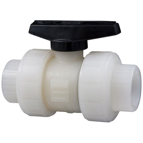 (Nibco Part#:  ME909A6) S66TB-V - Ball Valve - Model C, Socket, Tru-Bloc True Union, Kynar Natural PVDF Schedule 80, FKM