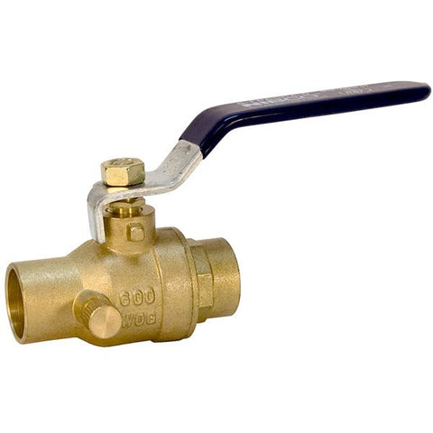 (Nibco Part#:  NJ999H6) S-FP-600-AD - Ball Valve - Brass, Two-Piece, Full Port, C x C, with Drain