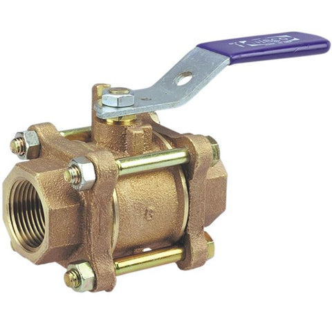 (Nibco Part#:  NL9750B) T-590-Y - Three-Piece Bronze Ball Valve - Conventional Port, Threaded