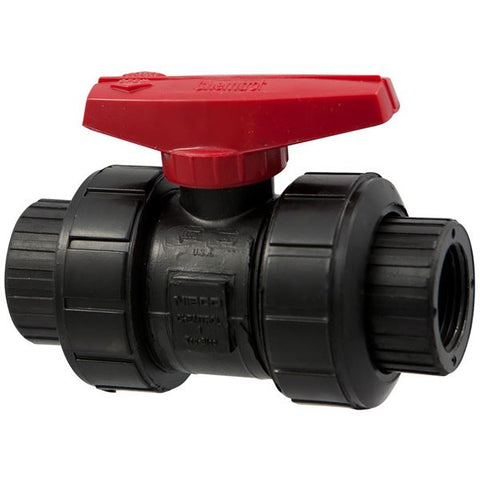 (Nibco Part#:  MC914A6) T61TB-E - Ball Valve - Model C, Threaded, Tru-Bloc True Union, Black PP, EPDM