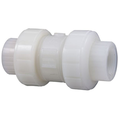 (Nibco Part#:  ME800A6) T66BC-V - Ball Check Valve - Threaded, True Union, Kynar Natural PVDF Schedule 80, FKM