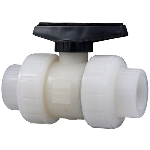 (Nibco Part#:  ME910A6) T66TB-V - Ball Valve - Model C, Threaded, Tru-Bloc True Union, Kynar Natural PVDF Schedule 80, FKM