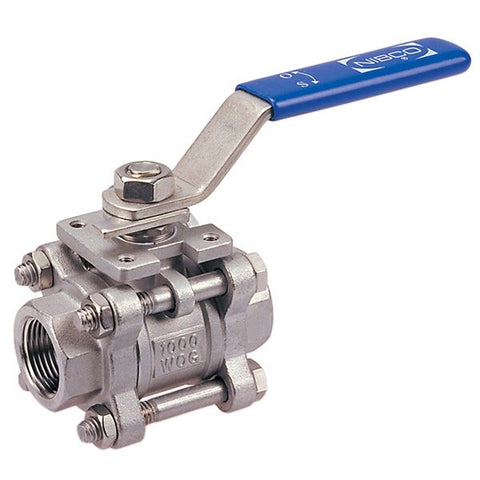 (Nibco Part#:  NL99K34) TM-595-S6-R-66 - Three-Piece Stainless Steel Ball Valve - Threaded ISO Mount