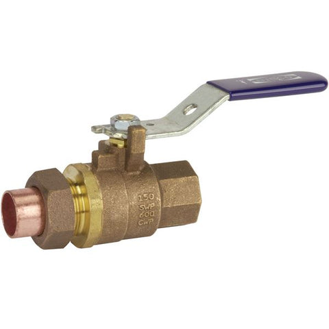 (Nibco Part#:  NL95F26) TS-585-70-SU - Two-Piece Bronze Ball Valve - Threaded x Solder, Single Union End