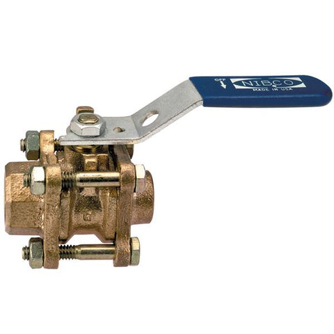 (Nibco Part#:  NL99A04) TS-595-Y - Three-Piece Bronze Ball Valve - Thread x Solder End Connection