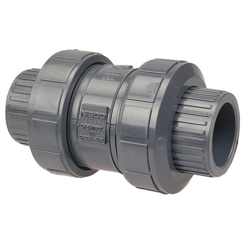 (Nibco Part#:  MA817AF) S45BC-E - Ball Check Valve - Socket, True Union, PVC Schedule 80, EPDM