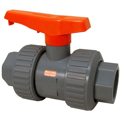 (Nibco Part#:  MA597AF) S45TB-V-BBV - Bleach Ball Valve - Model C, Socket, Tru-Bloc True Union, Vented Ball, PVC Schedule 80, FKM