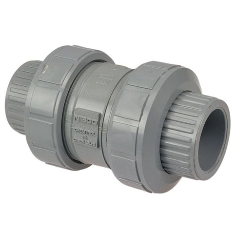 (Nibco Part#:  MB817AF) S51BC-E - Ball Check Valve - Socket, True Union, Corzan CPVC Schedule 80, EPDM