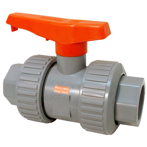 (Nibco Part#:  MB597AF) S51TB-V-BBV - Bleach Ball Valve - Model C, Socket, Tru-Bloc True Union, Vented Ball, Corzan CPVC Schedule 80, FKM