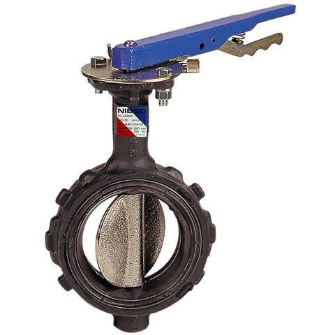 (Nibco Part#:  NLH190D) WD-3010 - Butterfly Valve - Ductile Iron, Wafer Type, 250 PSI